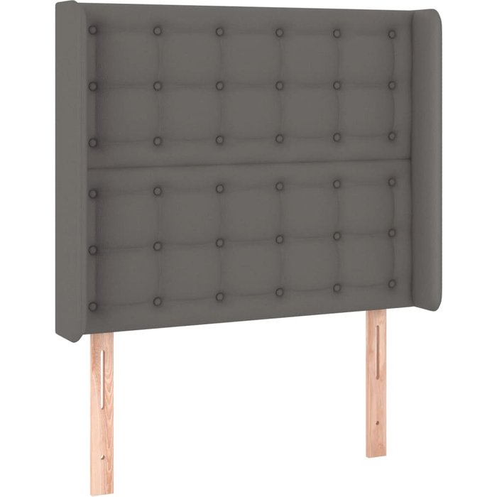 Cabecero cama - mueble cabecero con orejas cuero sintético gris 93x16x118/128cm