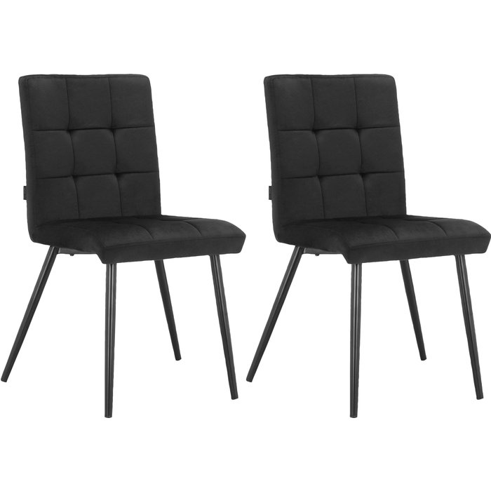 Juego de 2 sillas de comedor en tela negra