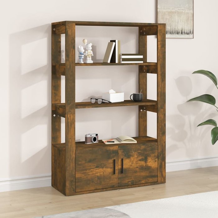 Aparador roble ahumado 80x30x119,5 cm madera contrachapada