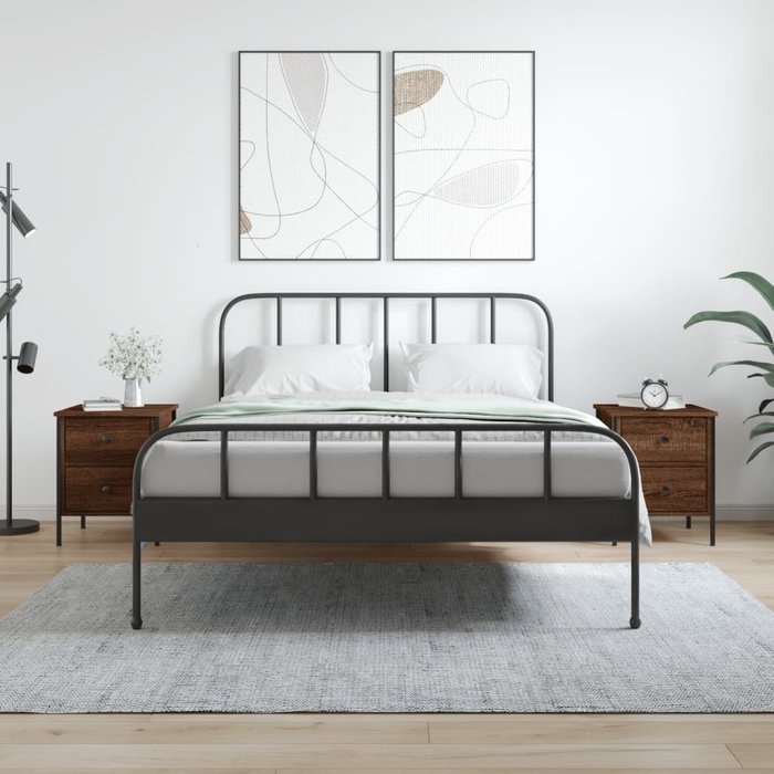 Mesitas noche 2 uds madera ingeniería marrón roble 40x42x50 cm vidaxl