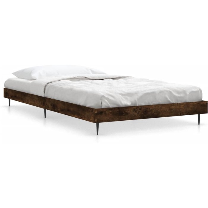 Estructura de cama sin colchón en madera de roble ahumado 90x200 cm — comfortxl