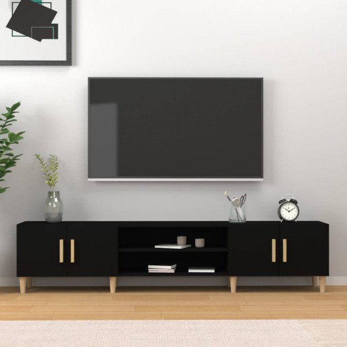 Mueble de tv madera contrachapada negro 180x31,5x40 cm v1476 unico / negro