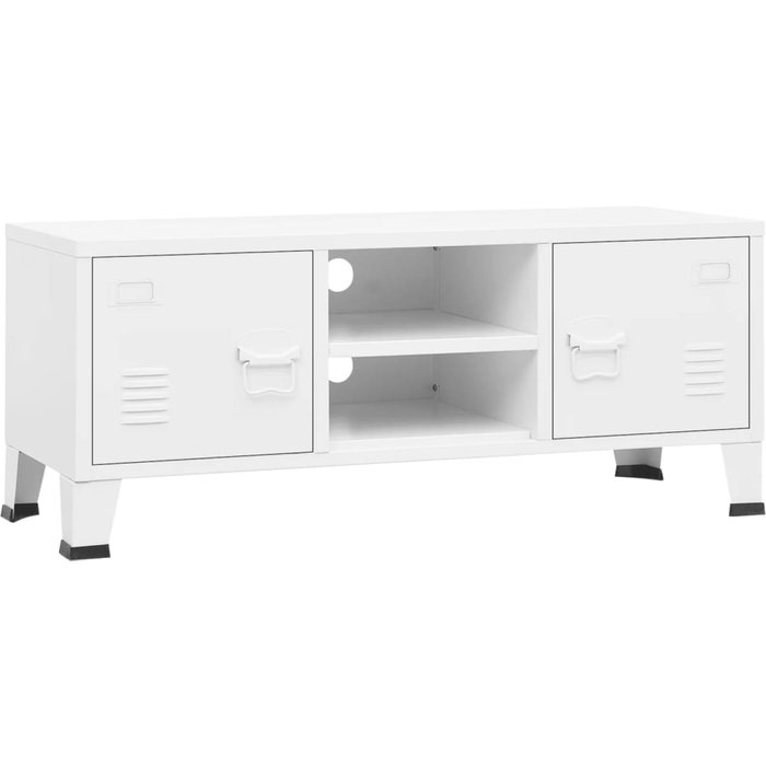 Mueble tv industrial blanco 105x35x42 cm metal