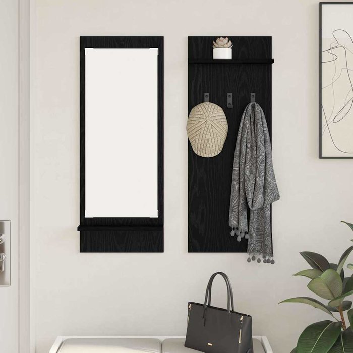 Perchero de pared con estante, roble negro, 70 x 10 x 90 cm