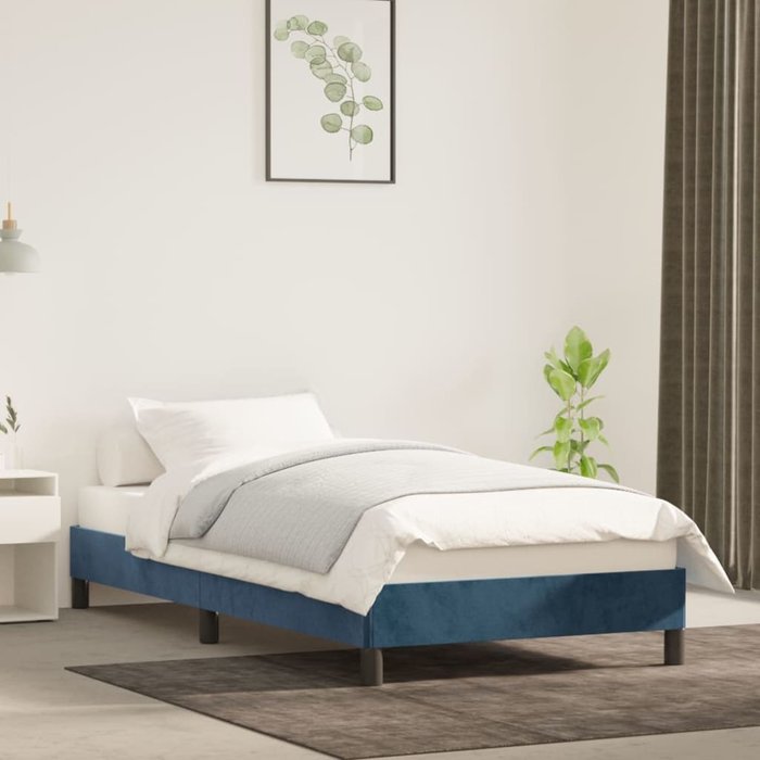Estructura de cama azul oscuro 90x200 cm terciopelo