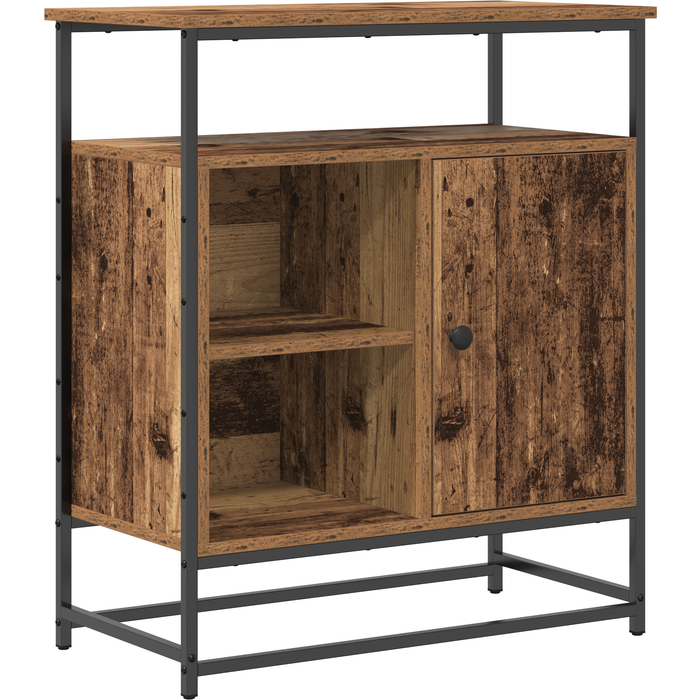 Aparador | gabinete de buffet de madera envejecida y acero 69x35x80 cm cfw666895