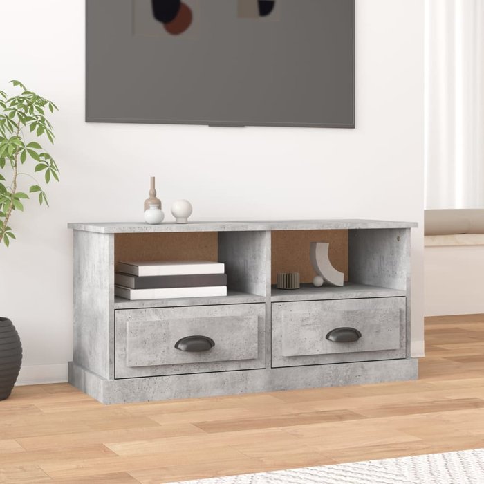 Vidaxl mueble de tv madera contrachapada gris hormigón 93x35,5x45 cm