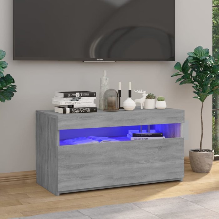 Mueble tv con luces led sonoma gris 75x35x40 cm