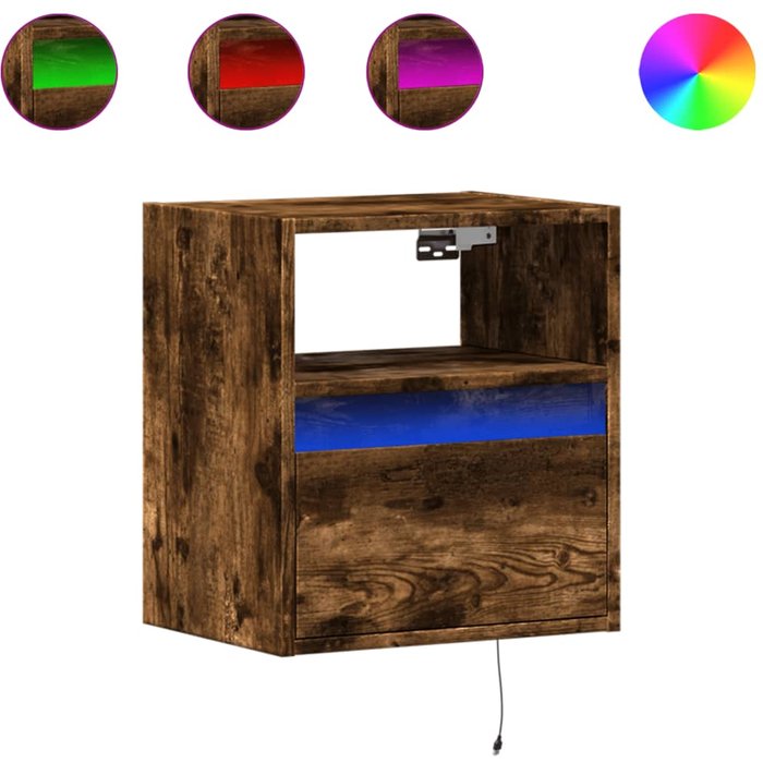 Mesitas de noche de pared con luces led 2 uds roble ahumado - comfortxl