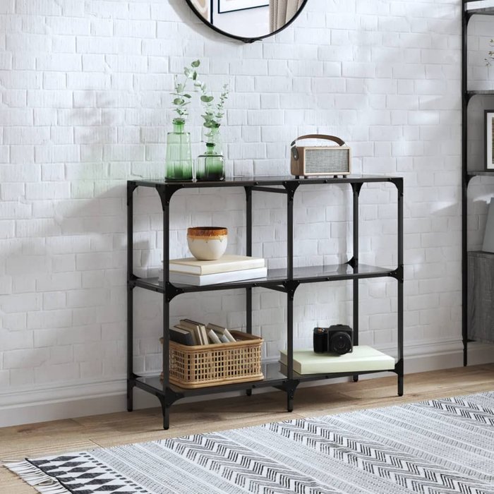 Mesa consola con superficie de vidrio negro acero 98x30x81 cm vidaxl