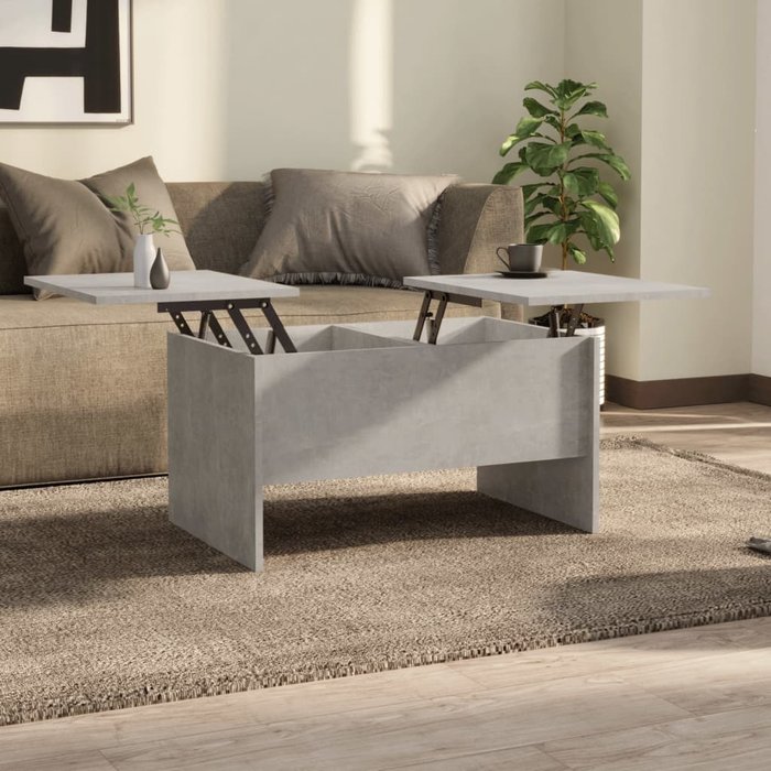 Mesa de centro gris hormigón 80x50x42,5 cm madera contrachapada