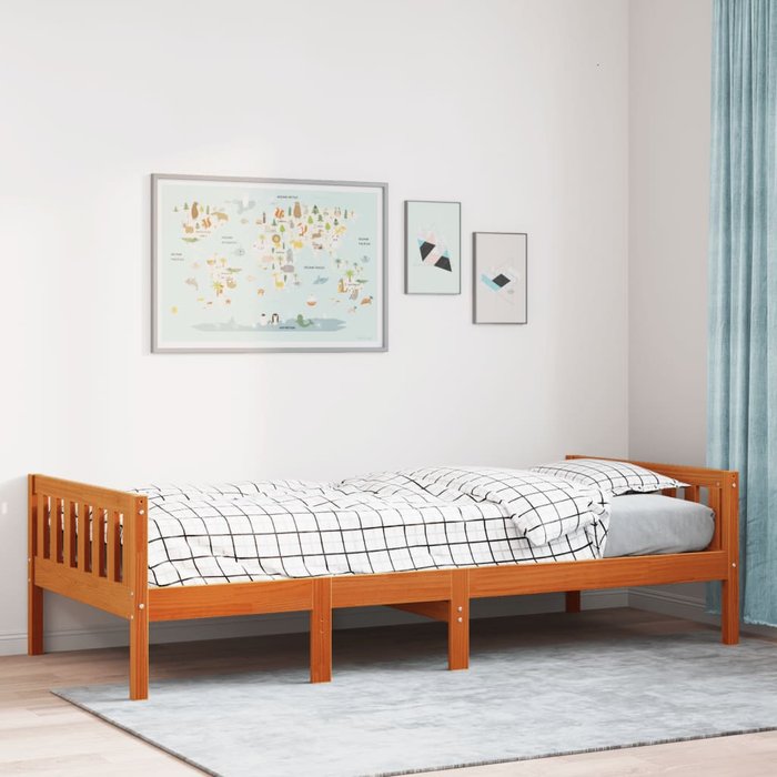Cama de niños sin colchón madera maciza pino marrón 75x190 cm vidaxl