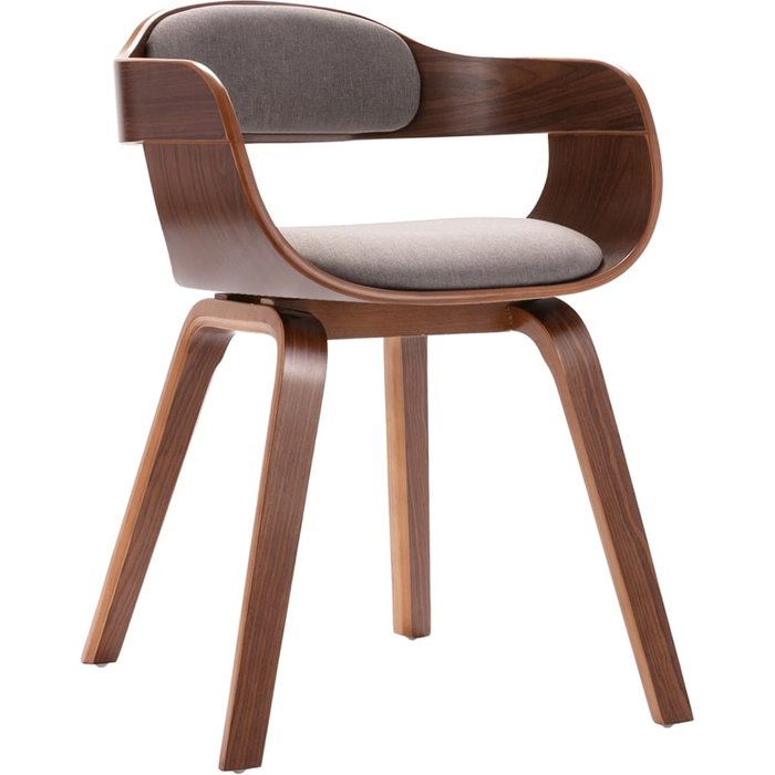 Vidaxl silla de comedor de madera curvada y tela gris taupé