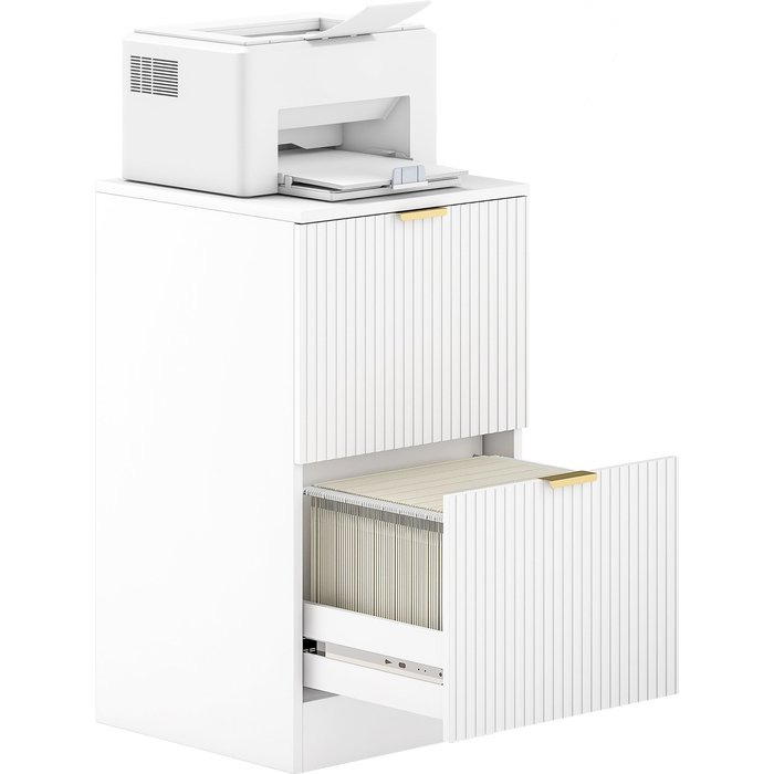 Cajonera oficina 2 cajones a4 frentes acanalados blanco 40x40x71cm