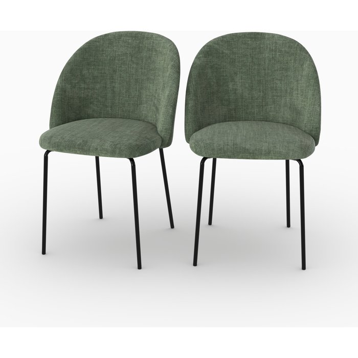 Lote de 2 sillas de tela texturizada verde abeto - karl