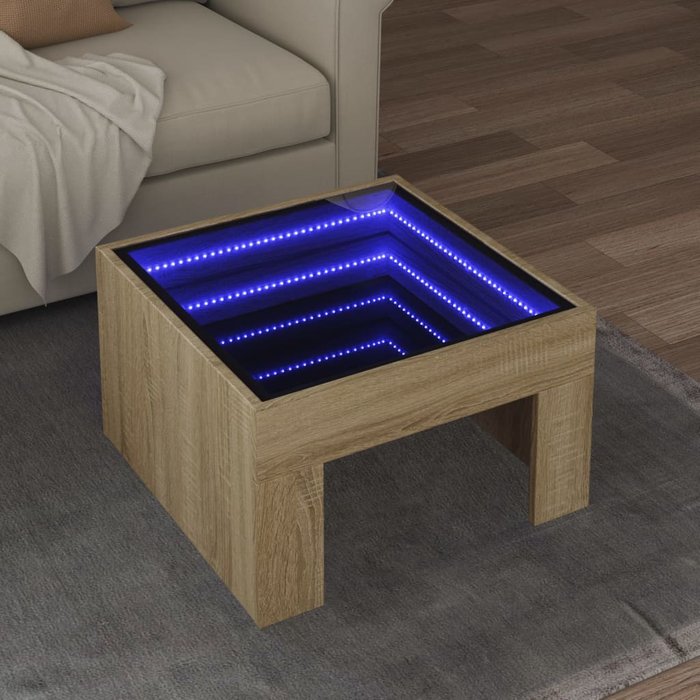 Mesa de centro con infinity led roble sonoma 50x50x30 cm