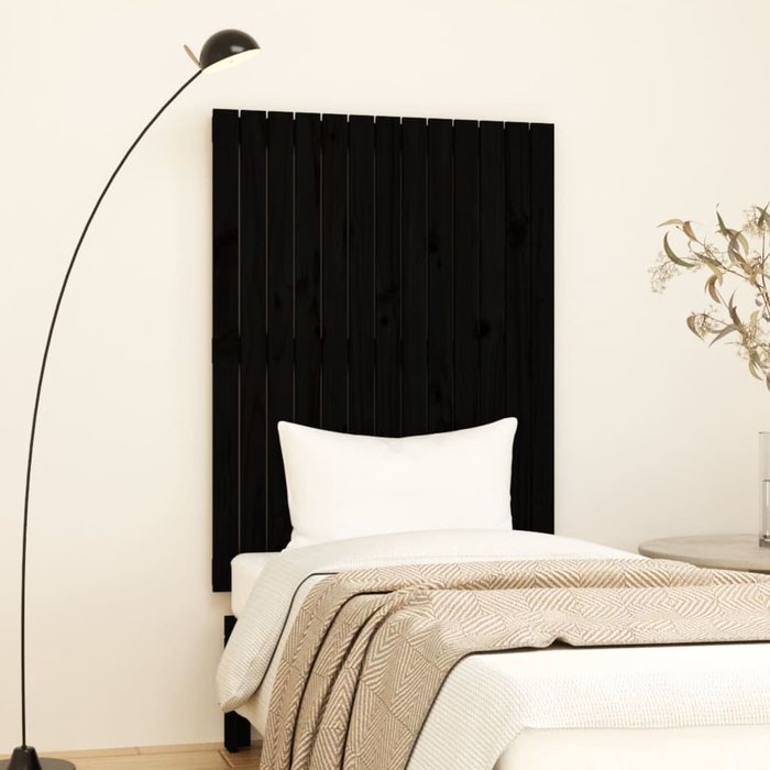 Cabecero de cama pared madera maciza pino negro 82,5x3x110 cm - comfortxl