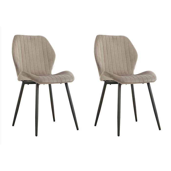 Pack 2 sillas de comedor molly antracita tejido velour con patas de metal negro