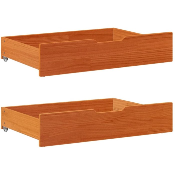 Vidaxl cajones debajo cama 2 uds madera maciza pino marrón 80x55x16 cm