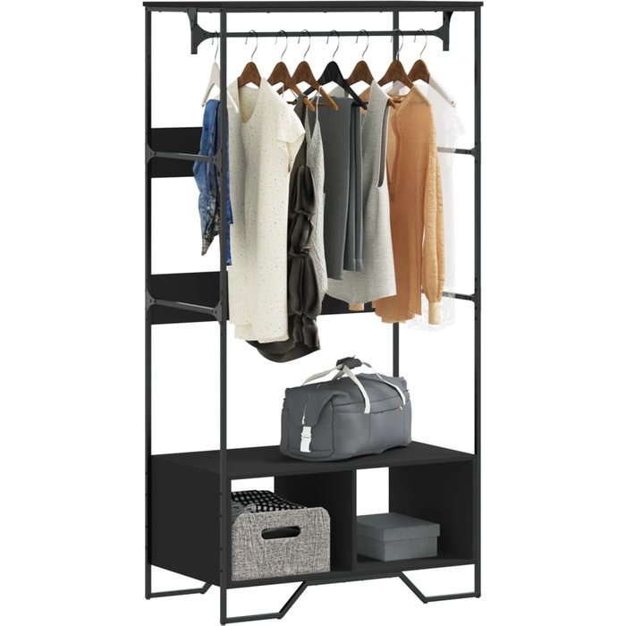 Armario negro 90x50x180 cm de madera contrachapada