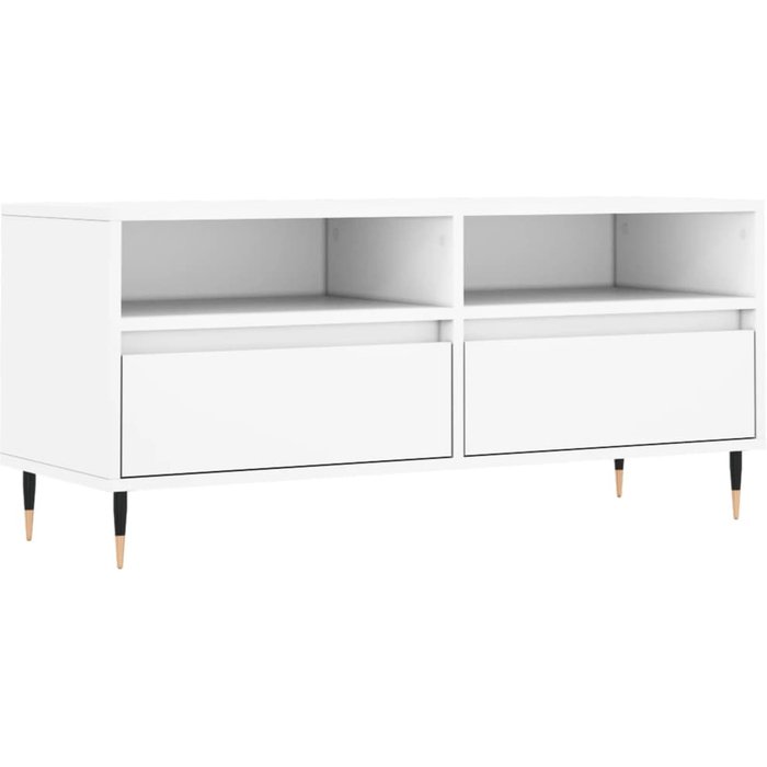 Mueble de tv de contrachapado blanco 100x34,5x44,5 cm - comfortxl