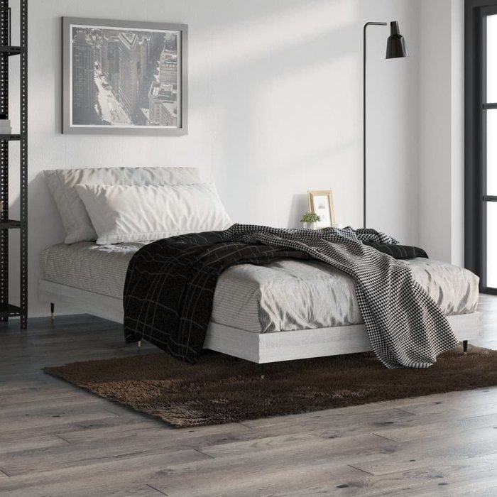 Vidaxl estructura de cama madera de ingeniería gris sonoma 90x200 cm