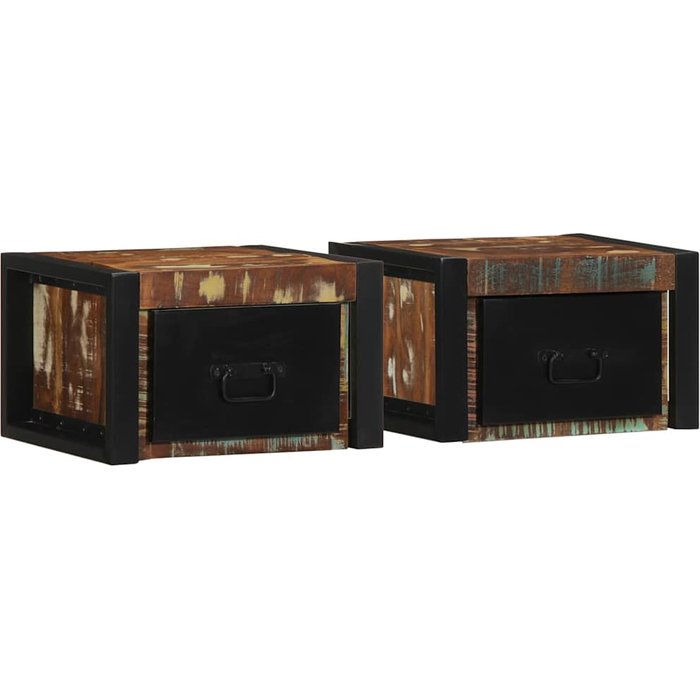Mesillas de noche multicolor 2 unidades 40x35x25 cm madera reciclada