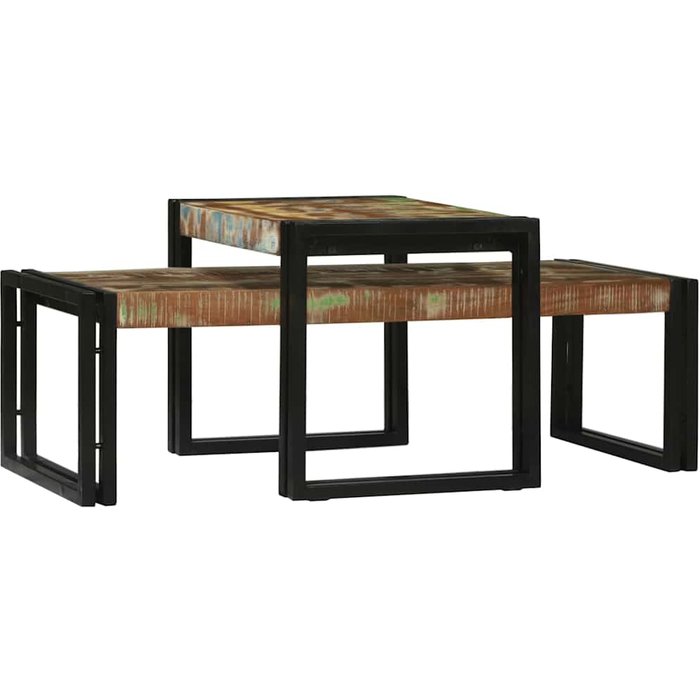 Mesa de café 2 pcs multicolor madera sólida recuperada