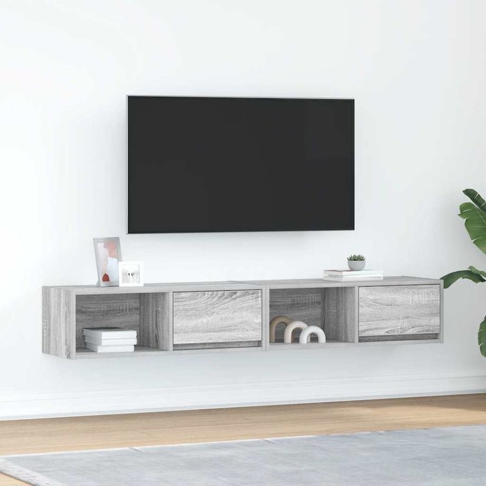 Mueble de tv de 2 piezas en gris sonoma, 80 x 31 x 25,5 cm, madera de ingeniería
