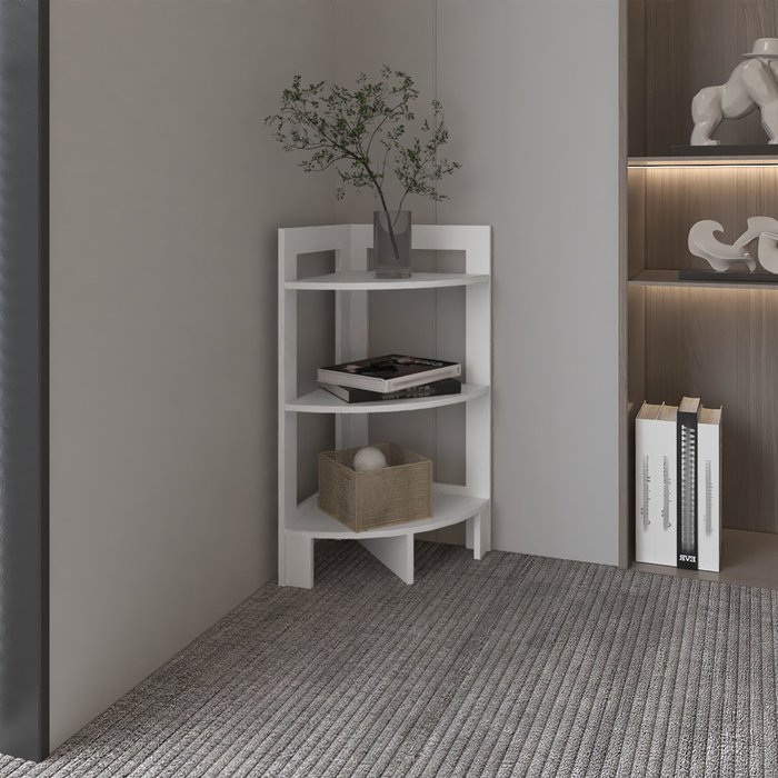 Taburete riga en melamina con 3 estantes , blanco , 80.6 cm x 38.8 cm x 38.8 cm