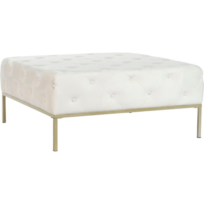Banqueta dkd home decor blanco dorado metal 100 x 100 x 45 cm