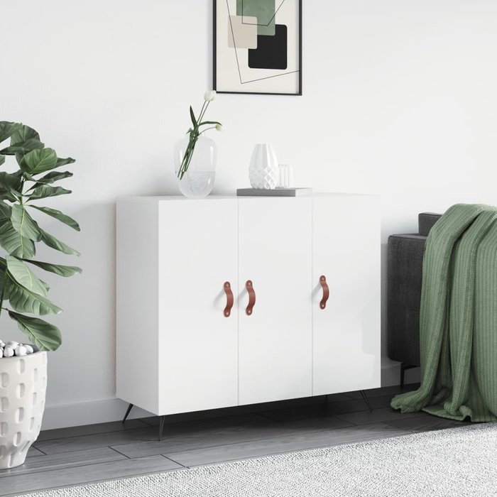 Maison exclusive - aparador de madera de ingeniería blanco brillo 90x34x80 cm