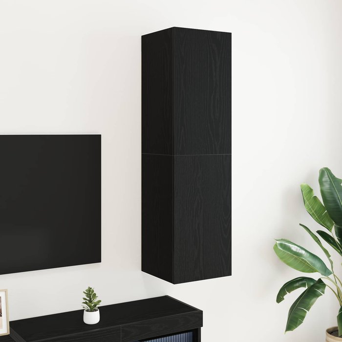 Maison exclusive - mueble de tv de pared roble negro 30,5 x 30 x 110 cm
