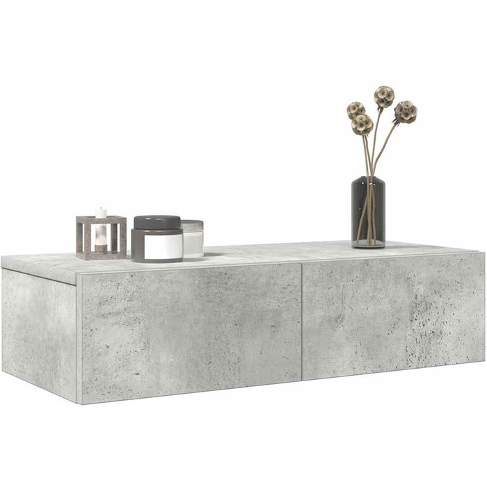 Estante de pared con cajones de madera contrachapada gris hormigón