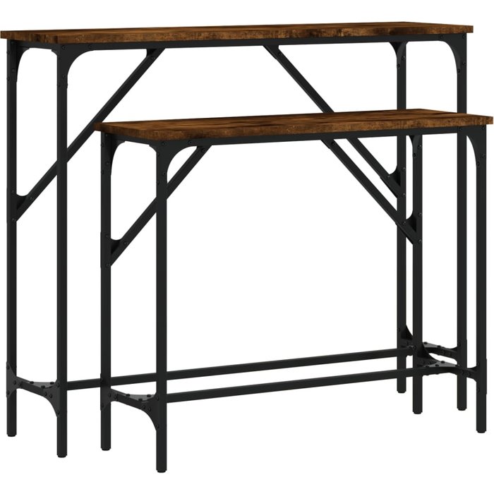 Mesas consolas 2 unidades madera de ingeniería roble ahumado - comfortxl