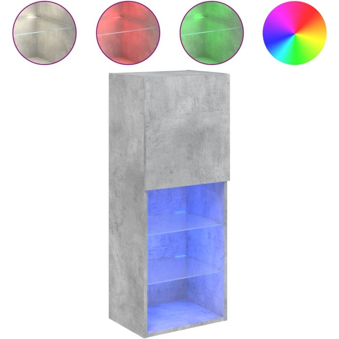 Mueble de tv gris hormigón con iluminación led 40,5x30x102 cm - comfortxl
