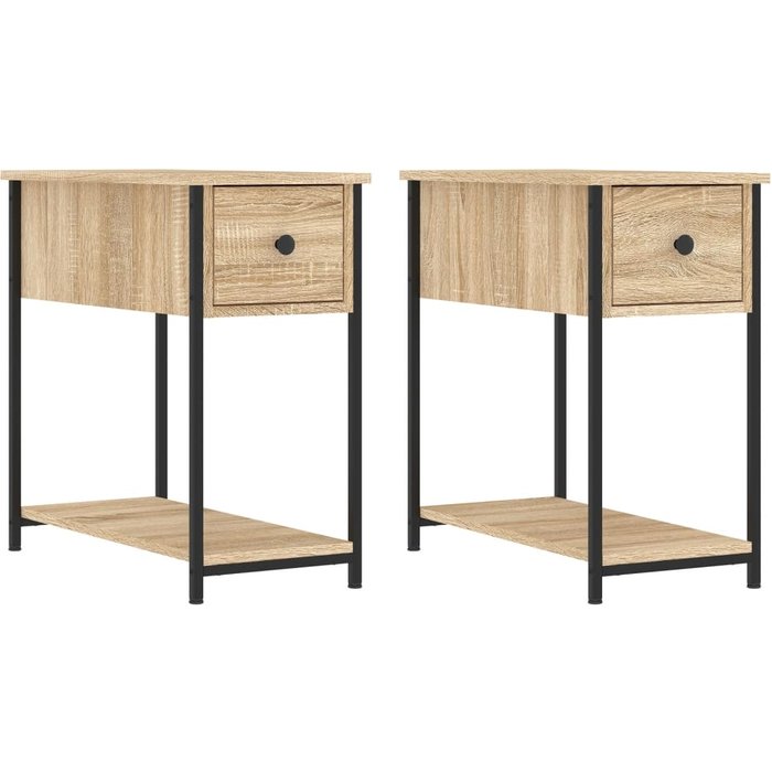 Mesitas de noche 2 piezas roble sonoma 30x60x60 cm madera contrachapada