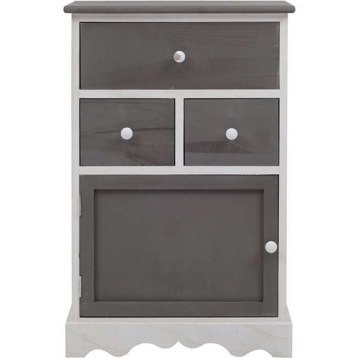 Cómoda alacena rebecca mobili 3 cajones 1 puerta madera blanco gris 72x47x30