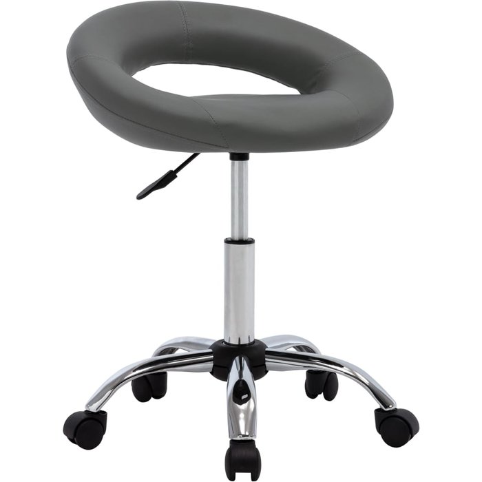 Silla de comedor giratoria de cuero sintética gris