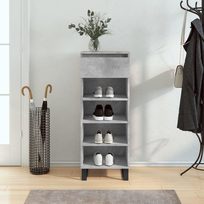 Zapatero, gris hormigón, 40x36x105 cm, madera de ingeniería