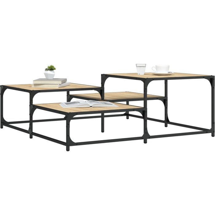 Mesa de centro sonoma de roble, 107x107x40 cm, madera de ingeniería.