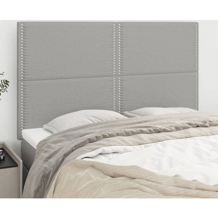 Cabecero de cama gris claro 144x5x118/128 cm de tela