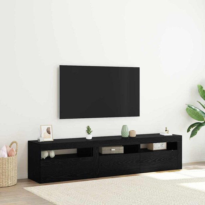 Gabinetes para tv 2 pcs roble negro 180 x 35 x 40 cm