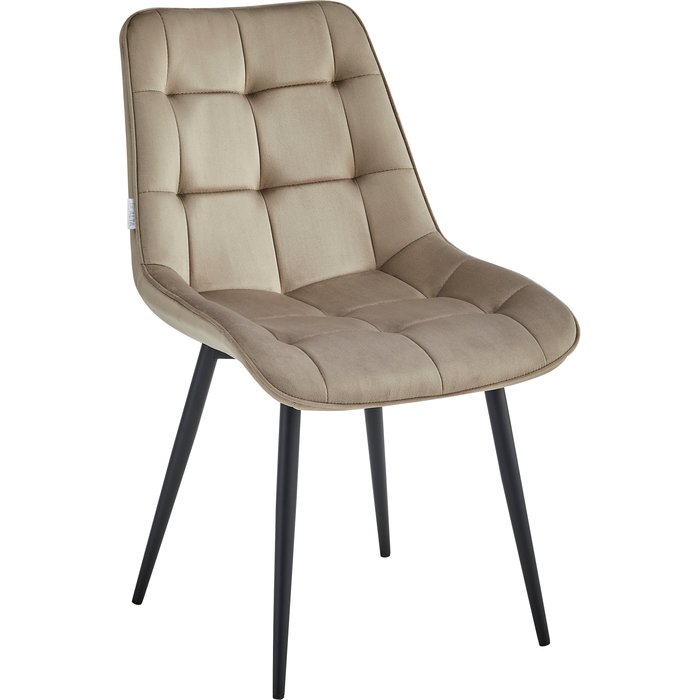 Silla de comedor miami tejido velour moca con patas de metal negro