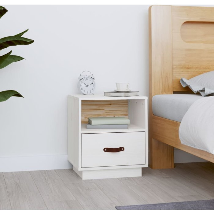 Maison exclusive - mesita de noche madera maciza de pino blanca 40x34x45 cm