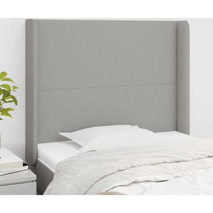 Cabecero con orejas de tela gris claro 93x16x118/128 cm - comfortxl