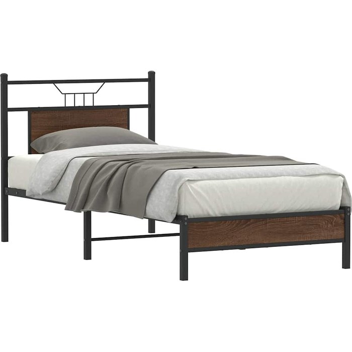 Estructura de cama sin colchón roble marrón 90x190cm madera de ingeniería