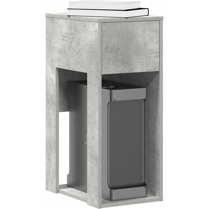 Soporte para torre de ordenador con cajón, color gris hormigón, 30x44x74 cm