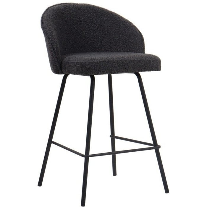 Silla de mostrador juni – bouclé gris – h87 cm diseño contemporáneo