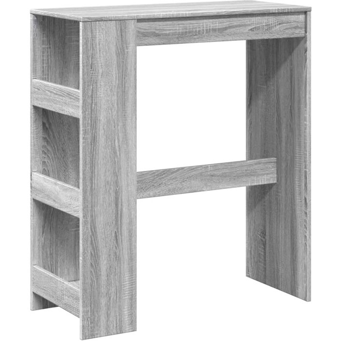 Mesa alta de bar con estantes, madera gris sonoma, 90x47,5x103,5 cm - comfortxl